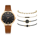 Women 5pcs Woman Quartz Wristwatch Leather Ladies Bracelet