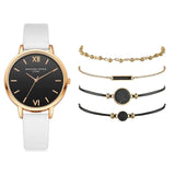 Women 5pcs Woman Quartz Wristwatch Leather Ladies Bracelet
