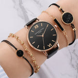 Women 5pcs Woman Quartz Wristwatch Leather Ladies Bracelet