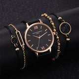 Women 5pcs Woman Quartz Wristwatch Leather Ladies Bracelet